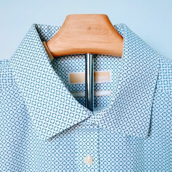 MICHAEL KORS MEN'S BLUE SLIM FIT SHIRT - Picture 5 of 13